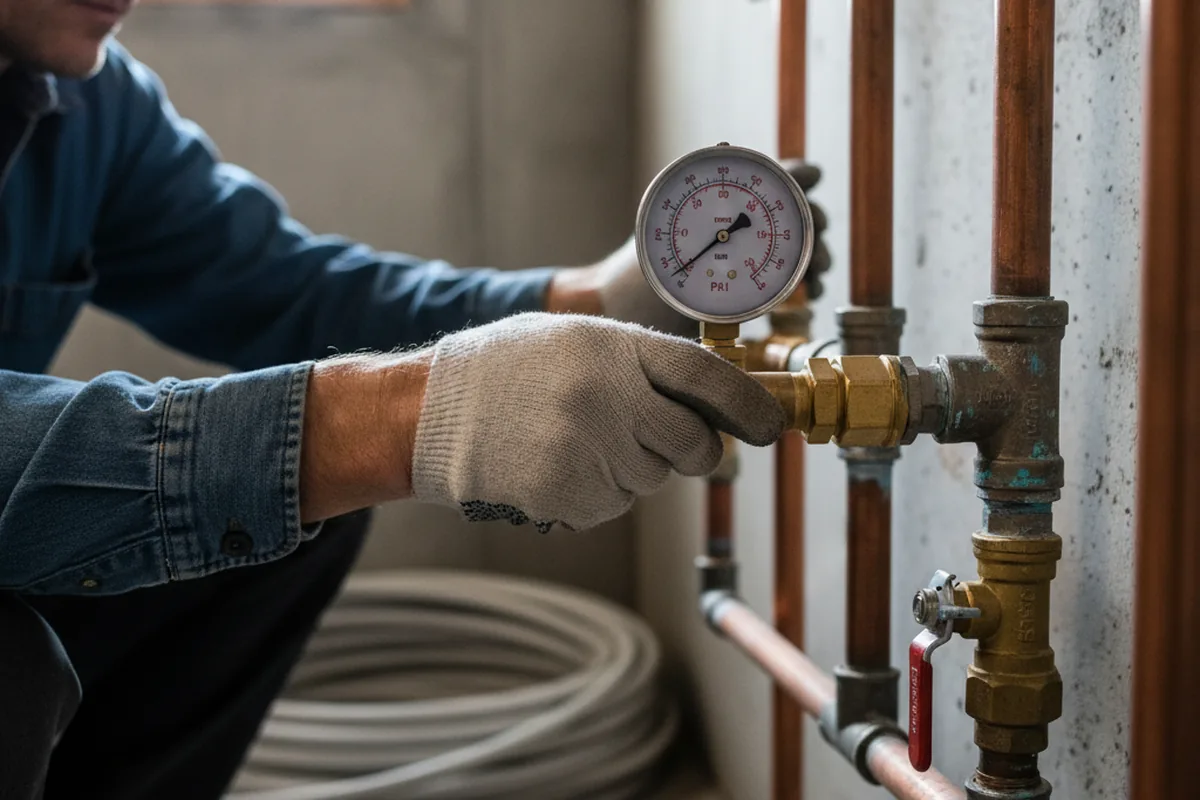 Pressure testing a repaired line during Water Line Repair in Shartlesville